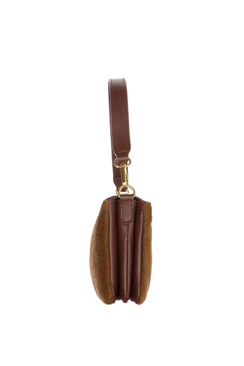 Borsa e pochette cioccoalto chiaro e nera in vera pelle e stampa cocco - 7
