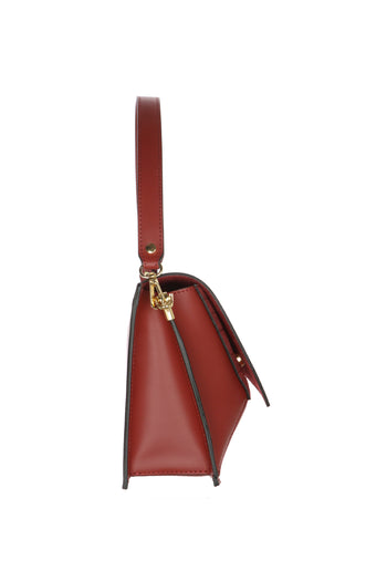 Borsa grande design geometrico I AM in vera pelle bordeaux - 4