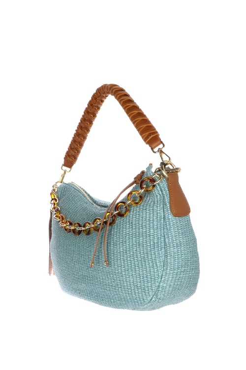 Borsa in rafia beige o azzurra Caleidos - 2