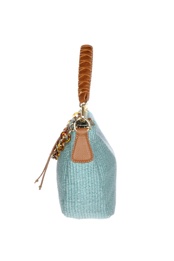 Borsa in rafia beige o azzurra Caleidos - 3