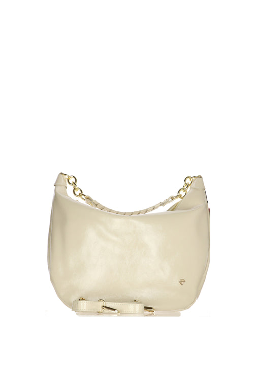 Borsa in vera pelle lucida beige con manico Made in Italy - 2