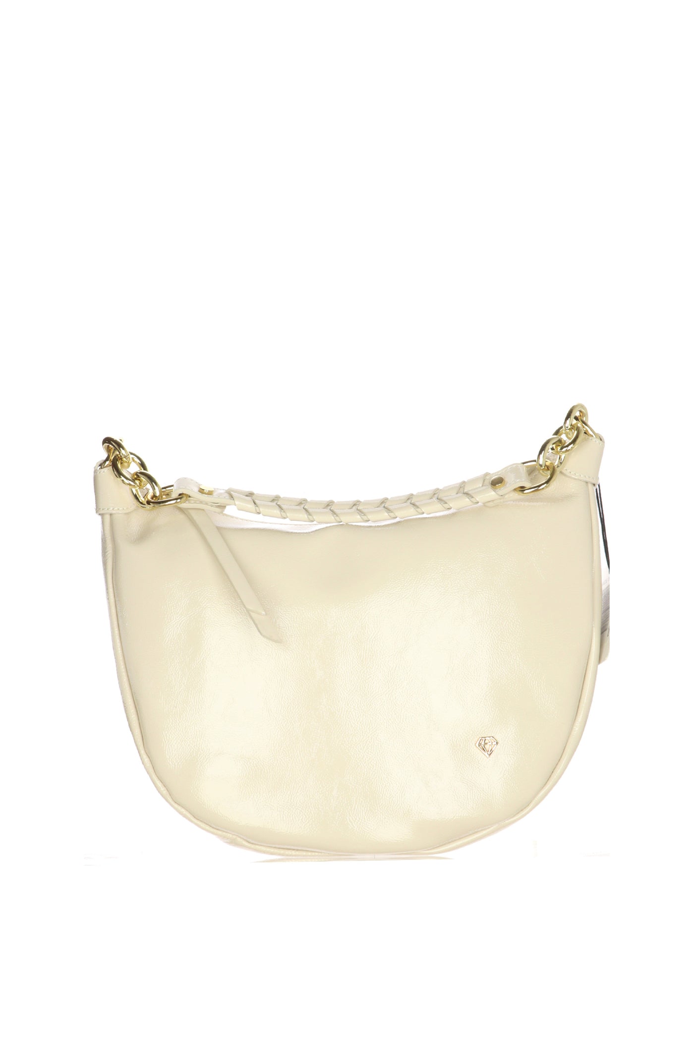 Borsa in vera pelle lucida beige con manico Made in Italy