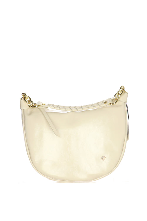 Borsa in vera pelle lucida beige con manico Made in Italy - 1