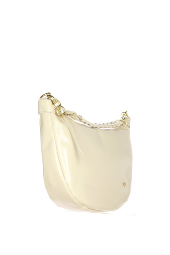 Borsa in vera pelle lucida beige con manico Made in Italy - 3