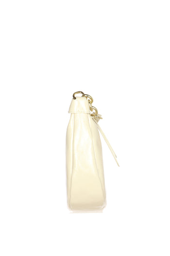 Borsa in vera pelle lucida beige con manico Made in Italy - 4