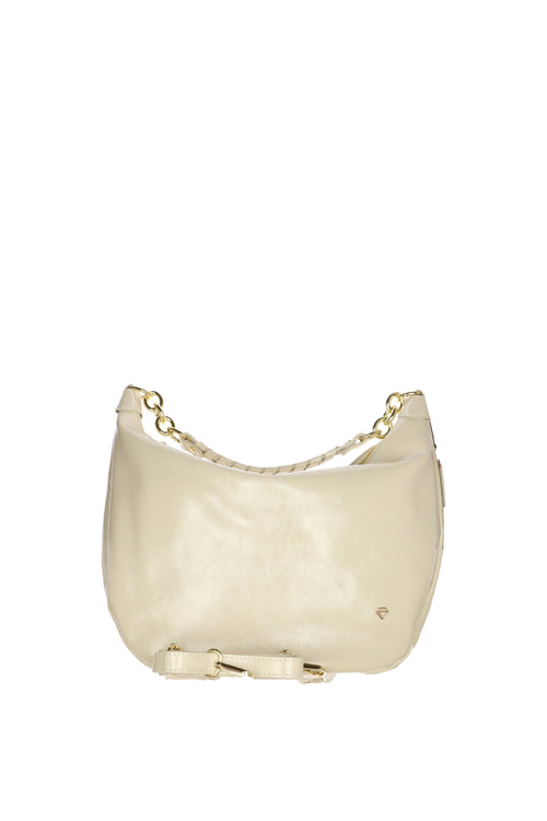 Borsa in vera pelle lucida beige con manico Made in Italy - 2