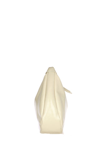 Borsa in vera pelle lucida beige con manico Made in Italy - 5