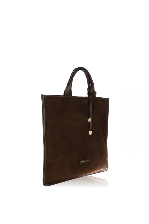 Borsa piatta pelle e camoscio - 2