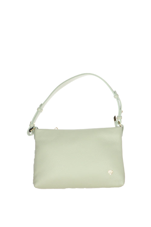 Borsa piccola in vera pelle bianca e verde Made in Italy - 2