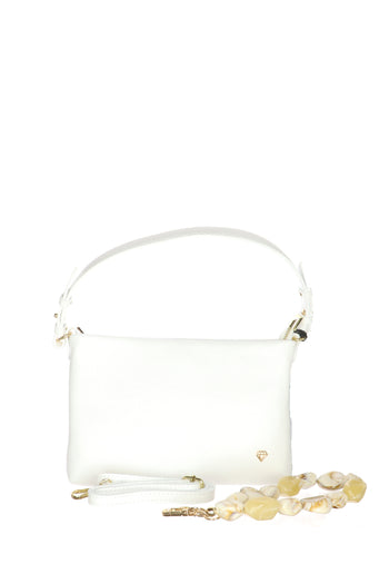 Borsa piccola in vera pelle bianca e verde Made in Italy - 4