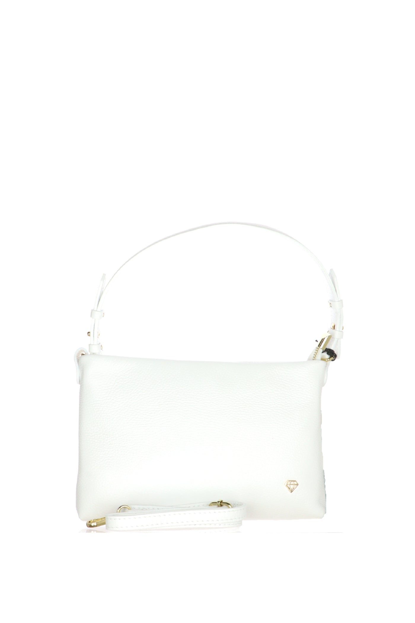 Borsa piccola in vera pelle bianca e verde Made in Italy