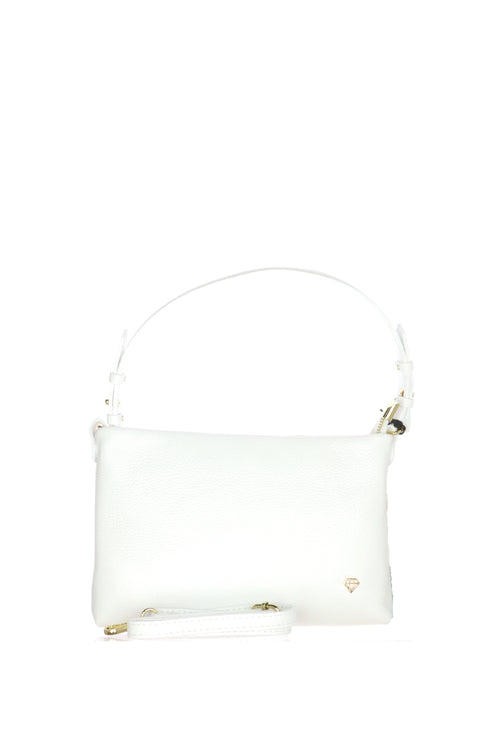 Borsa piccola in vera pelle bianca e verde Made in Italy - 1