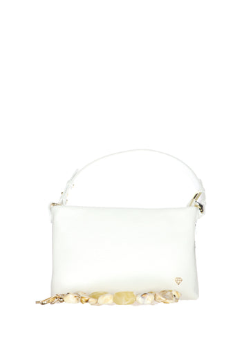 Borsa piccola in vera pelle bianca e verde Made in Italy - 3