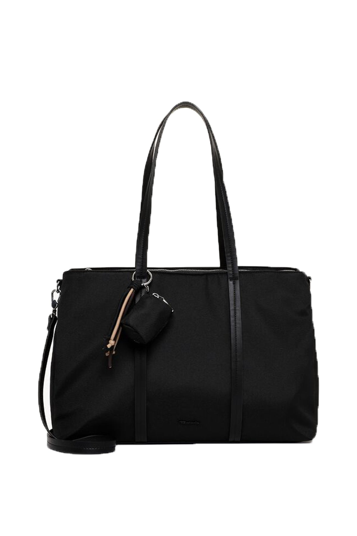 Borsa shopper e tote bag Tamaris nera con tracolla e mini pochette