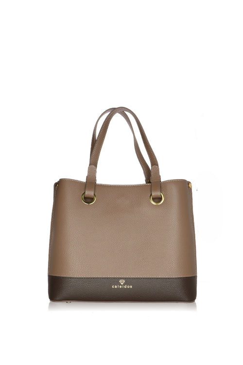 Borsa shopper bicolore in pelle made in Italy - 1