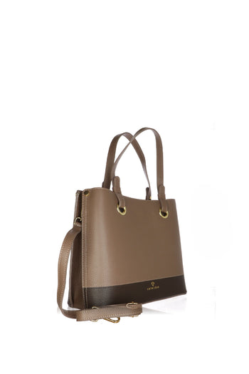 Borsa shopper bicolore in pelle made in Italy - 3
