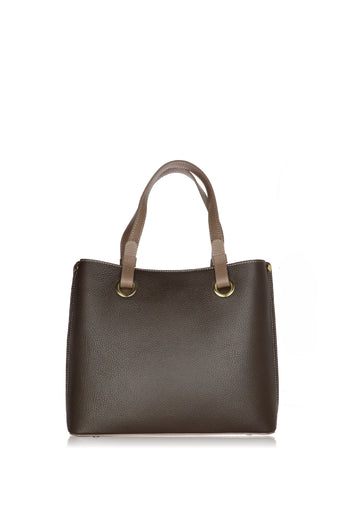 Borsa shopper bicolore in pelle made in Italy - 3