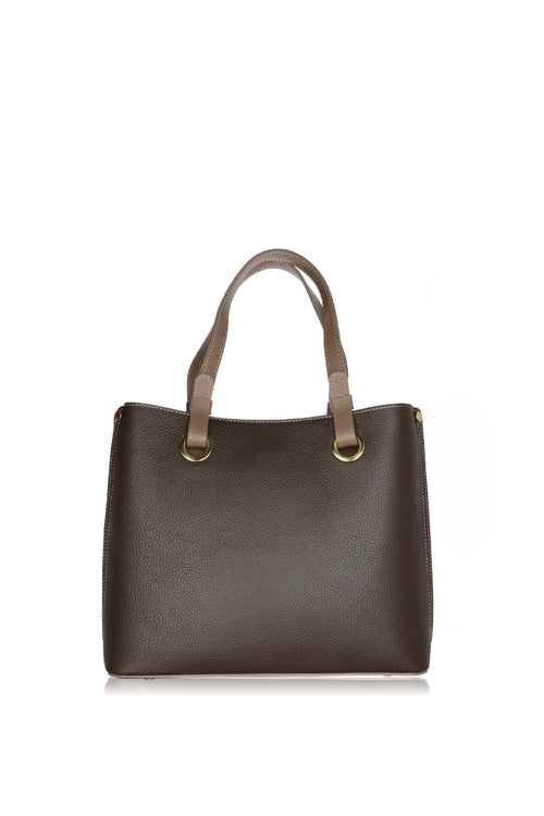 Borsa shopper bicolore in pelle made in Italy - 2