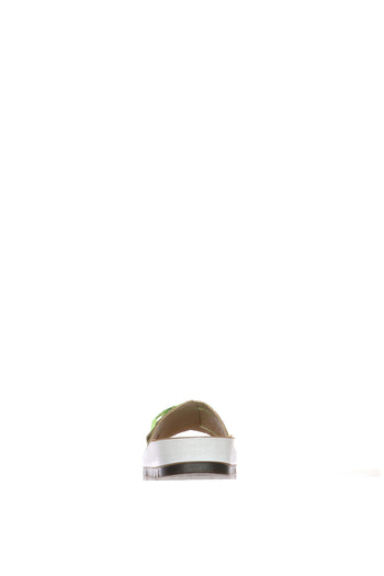 Ciabatte maxi fibbia quadrata ghiaccio e verde - 9