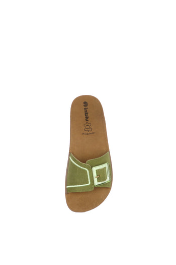 Ciabatte maxi fibbia quadrata ghiaccio e verde - 5