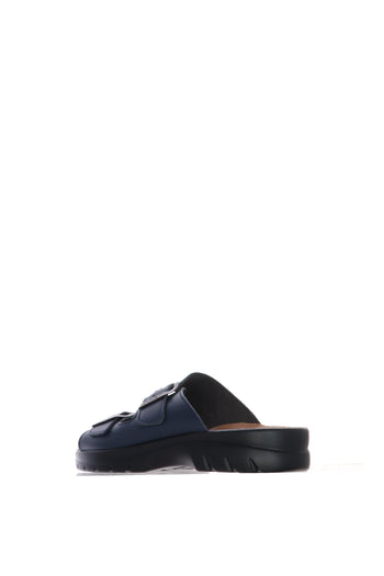 Ciabatta uomo in pelle blu e marrone - 6