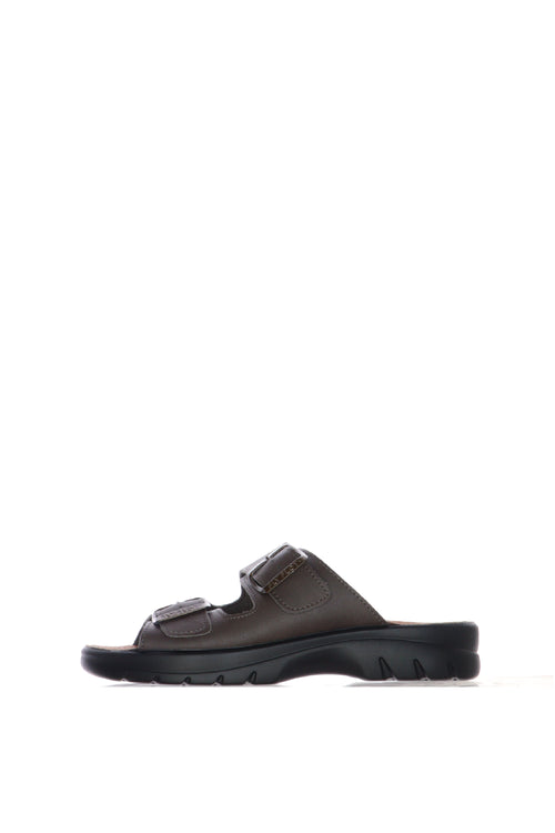 Ciabatta uomo in pelle blu e marrone - 2