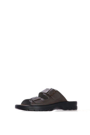 Ciabatta uomo in pelle blu e marrone - 3