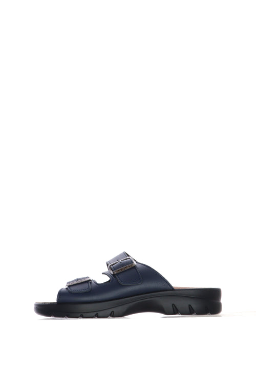 Ciabatta uomo in pelle blu e marrone - 1