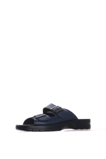 Ciabatta uomo in pelle blu e marrone - 4