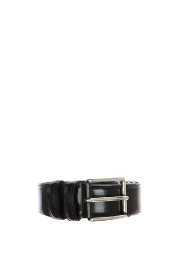 Cintura elegante in pelle brasivata nero e blu - 3
