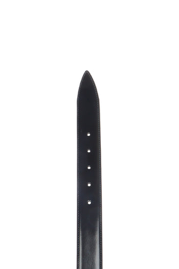 Cintura elegante in pelle brasivata nero e blu - 8
