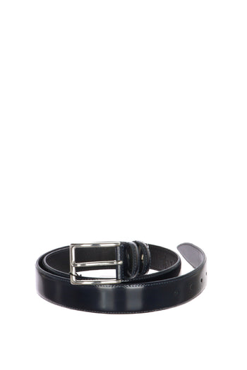 Cintura elegante in pelle brasivata nero e blu - 4