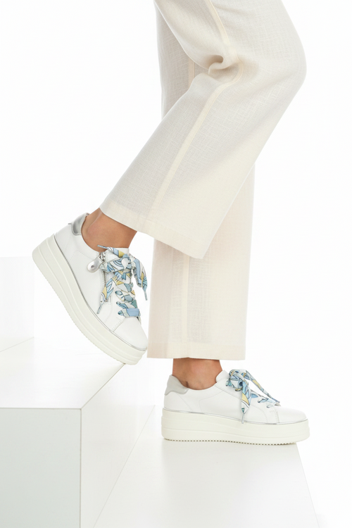 Sneaker in pelle bianco con cerniera laterale - 2
