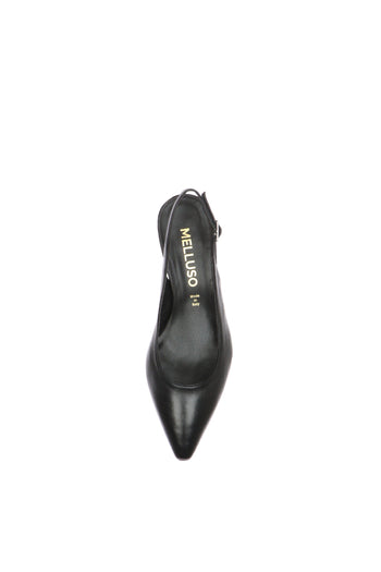 Slingback in pelle nera con tacco rocchetto - 4