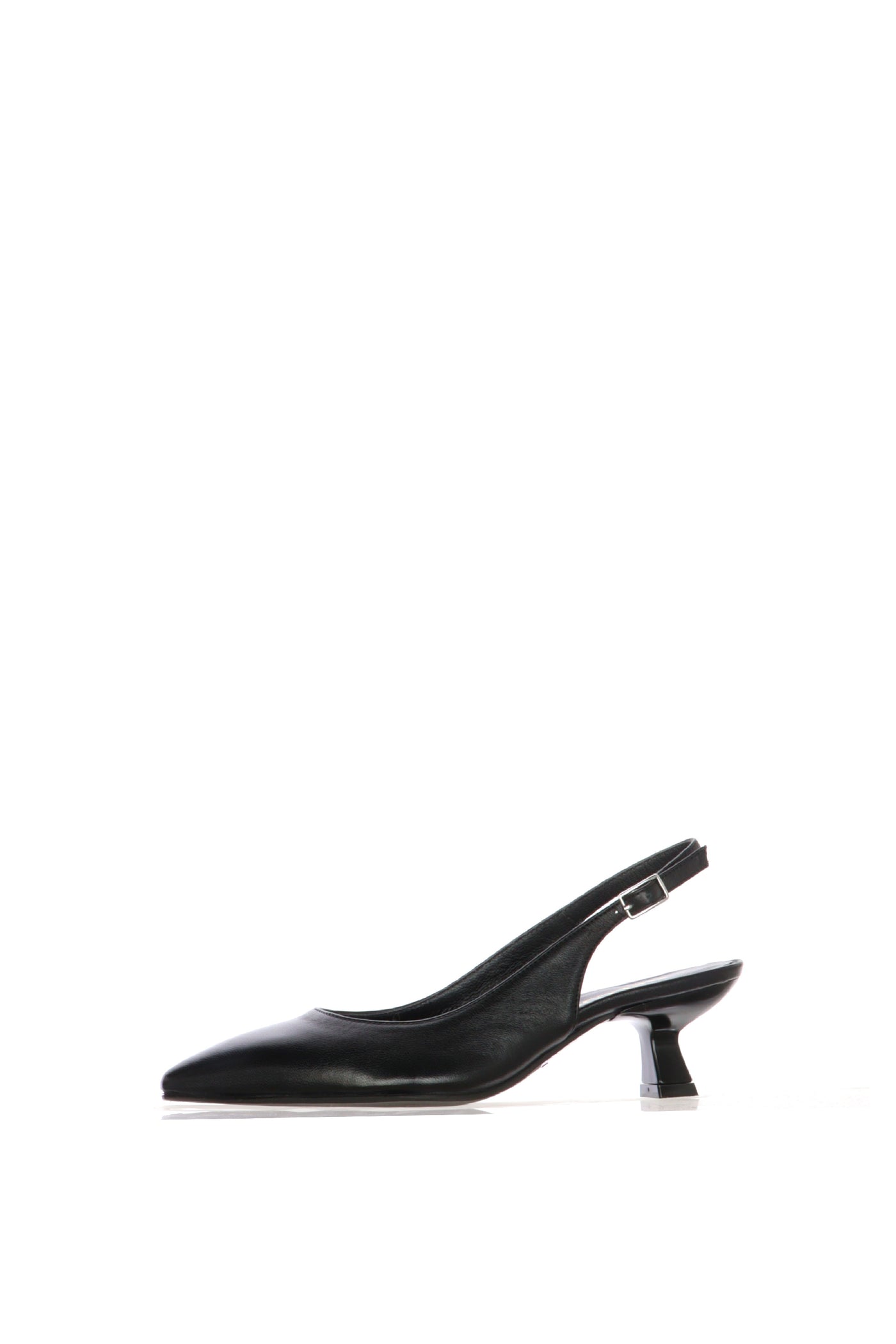 Slingback in pelle nera con tacco rocchetto