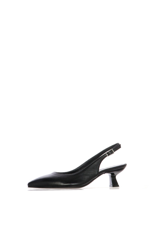 Slingback in pelle nera con tacco rocchetto - 1