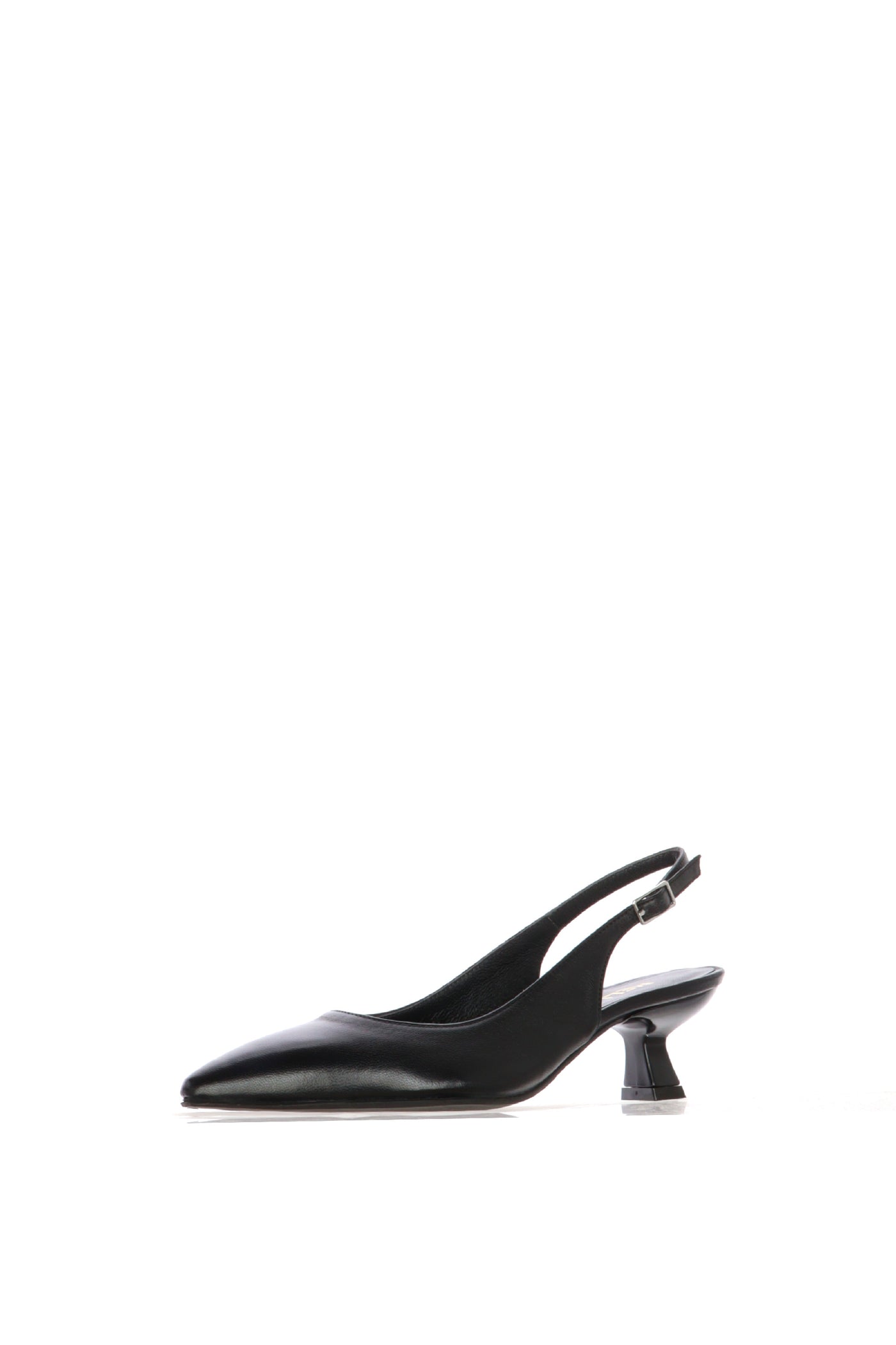Slingback in pelle nera con tacco rocchetto 2
