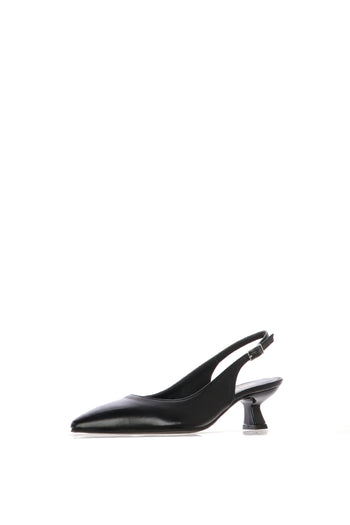 Slingback in pelle nera e cipria con tacco rocchetto - 3