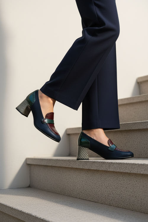 Mocassino tendenza con tacco lavorato Fluchos - 2