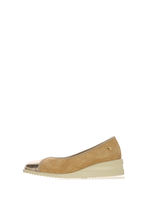 Decolletè beige  in pelle e camoscio plantare estraibile - 1