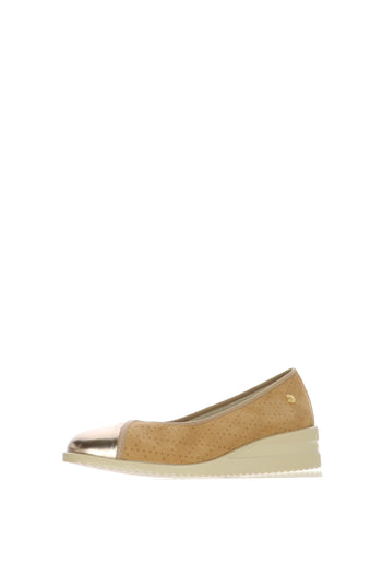 Decolletè beige e blu  in pelle e camoscio plantare estraibile - 3