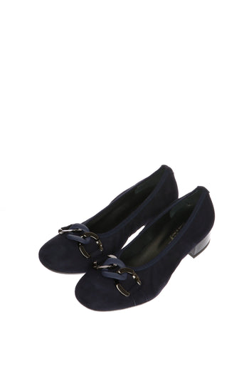 Decolletè in camoscio blu o nero con tacco basso Soffice Sogno - 4