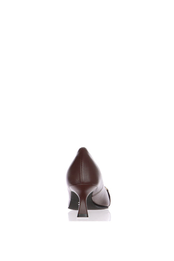 Decolletè in pelle bordeaux e nero con tacco basso a rocchetto Soffice Sogno - 11