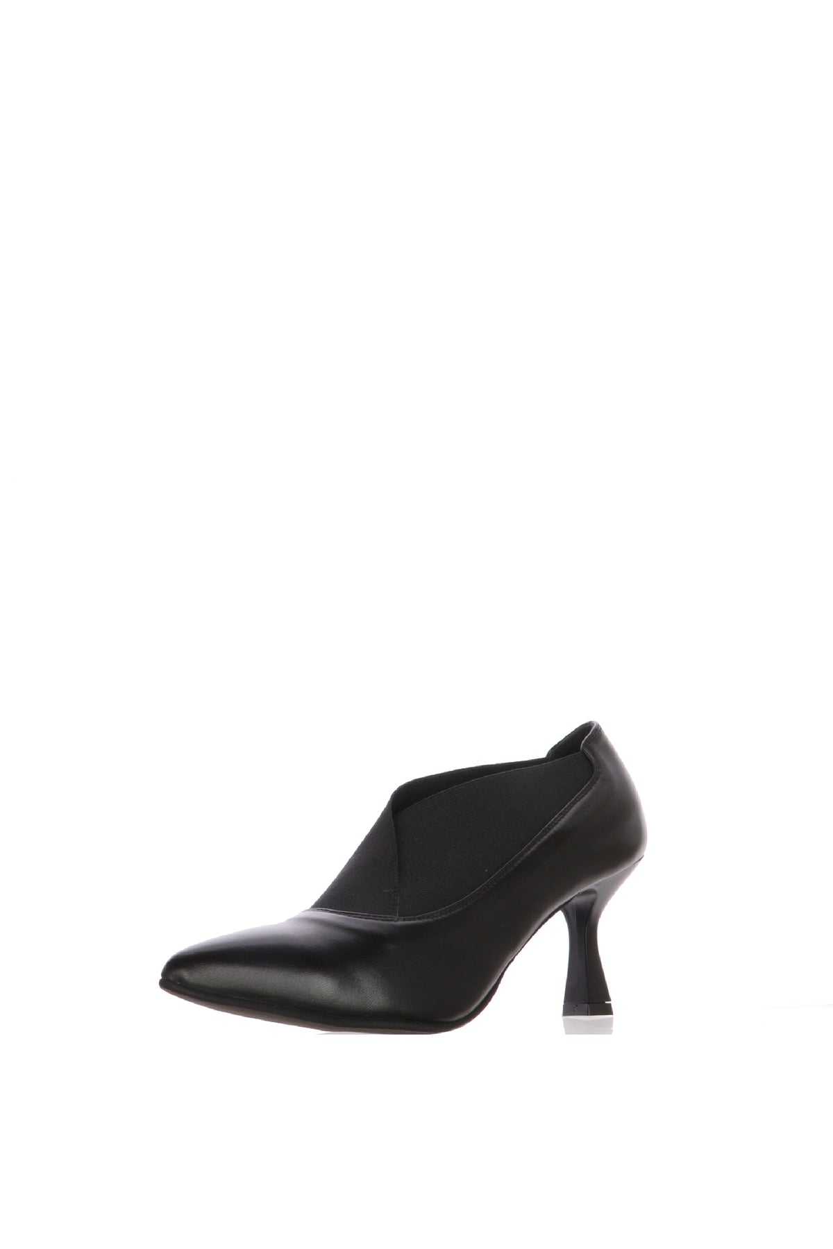 Decolletè in pelle nera con incrocio elastico tacco 7 cm 2
