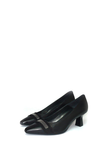 Decolletè pelle nera tacco rocchetto Soffice Sogno - 3