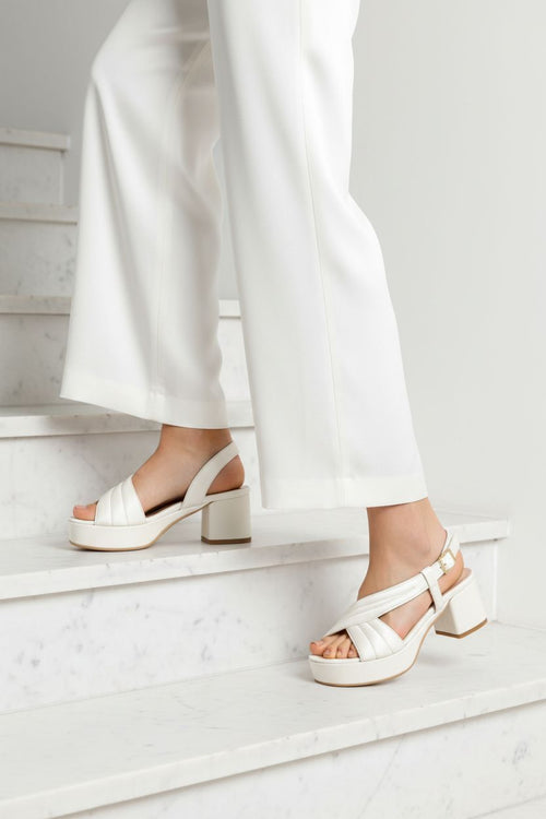 Sandalo in nappa beige con tacco largo Soffice Sogno - 2