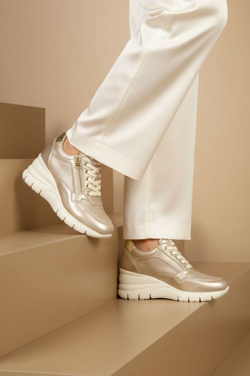 Sneakers donna in pelle zeppa alta Nero Giardini - 2