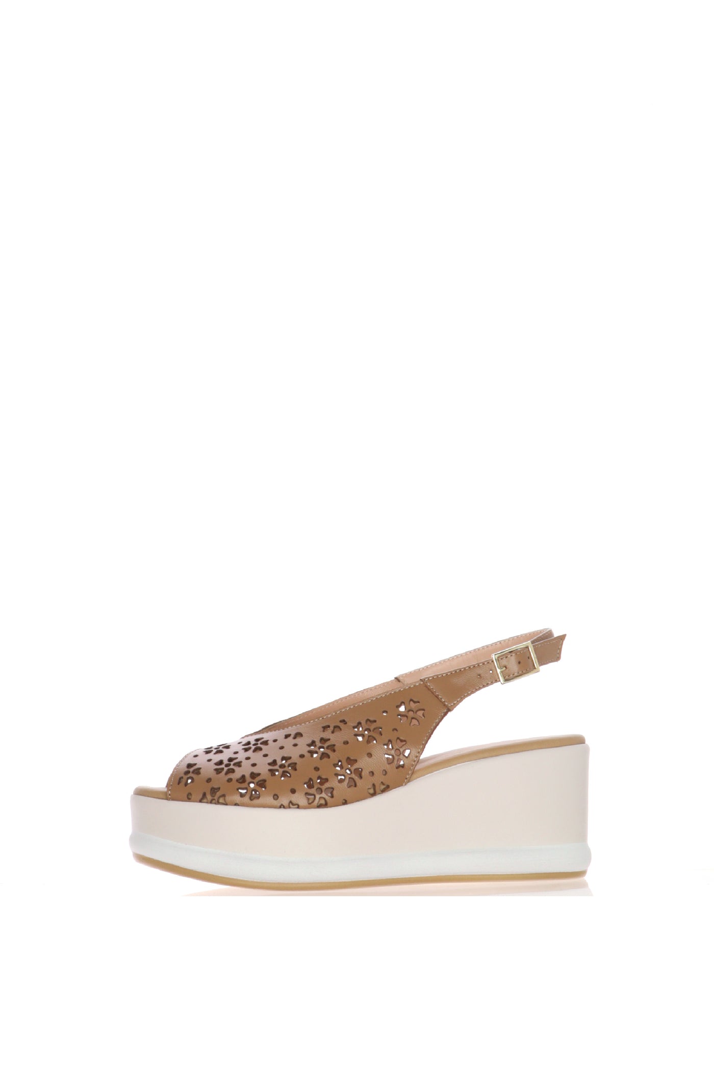 Sandalo in pelle cuoio con trafori laserati
