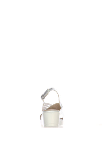 Sandalo in pelle nera blu argento con fascia trasversale elastica - 12