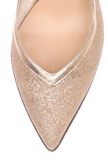 Slingback in tessuto argento e cipria con tacco sottile - 10